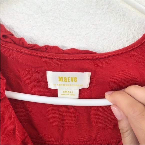 Anthropologie Jojo red ruffle button down blouse top - Picture 7 of 7